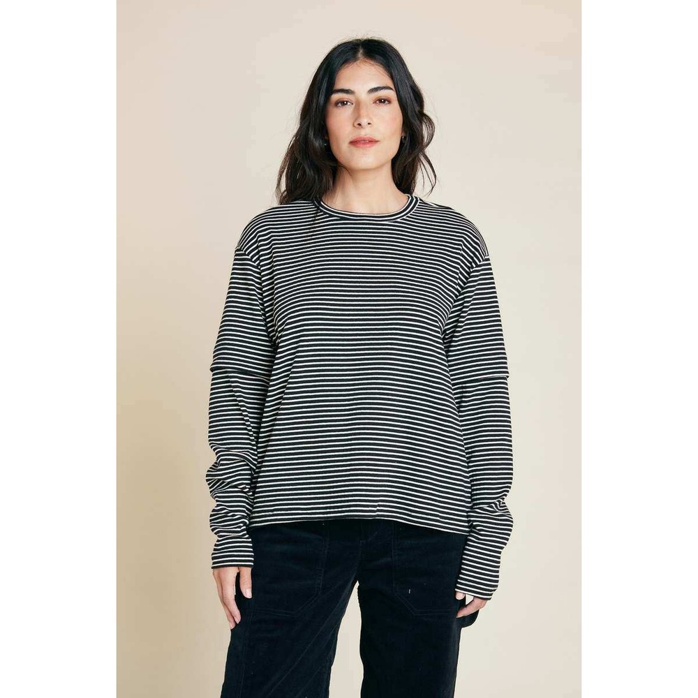 Back Beat Co Deadstock Cotton Skate Tee Striped Long Sleeve Shirt size XS